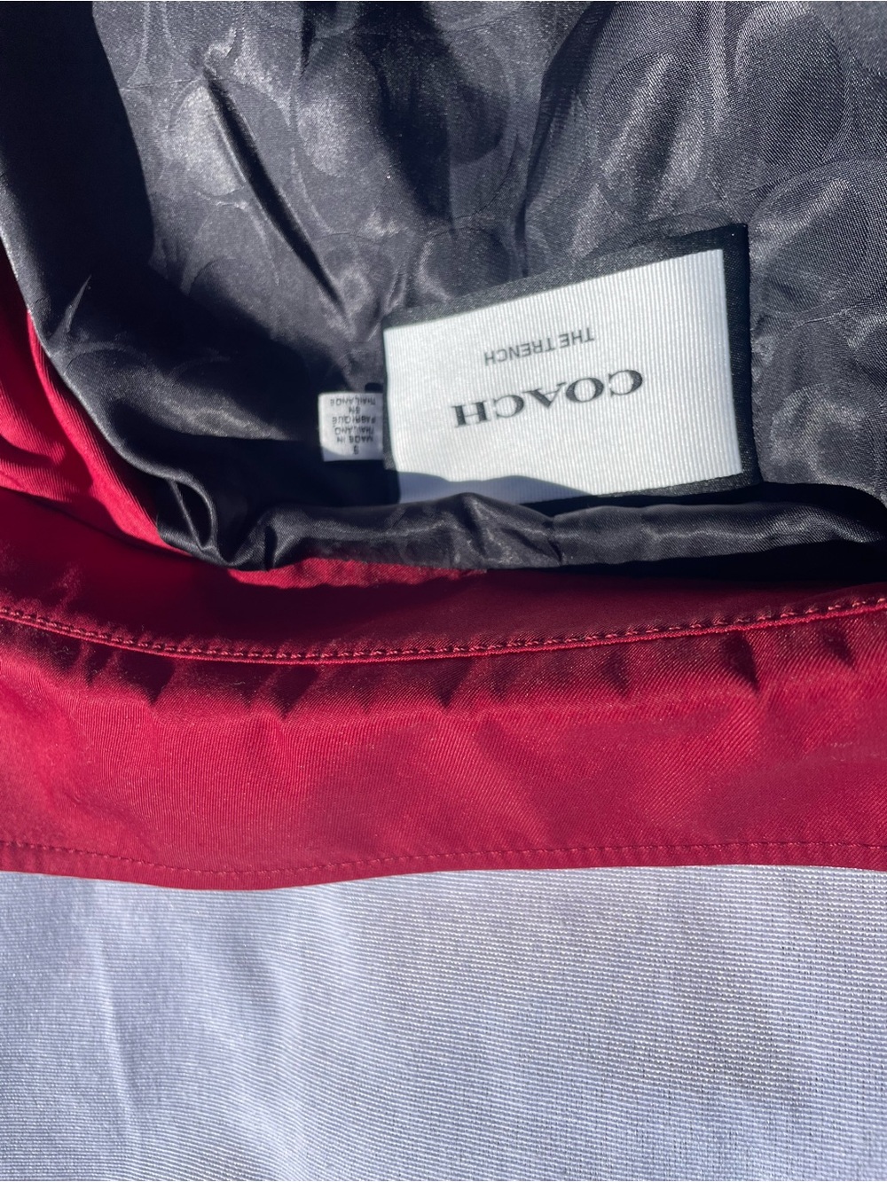 Coach Double-Breasted Crimson Trench Coat with Belt - Picture 13 of 16